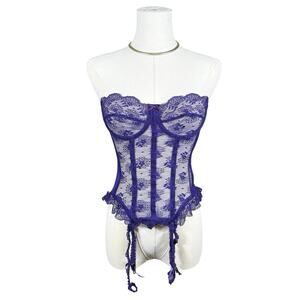 Vintage Victoria’s Secret Gold Label Purple Corset Size 32 Festival Coquette